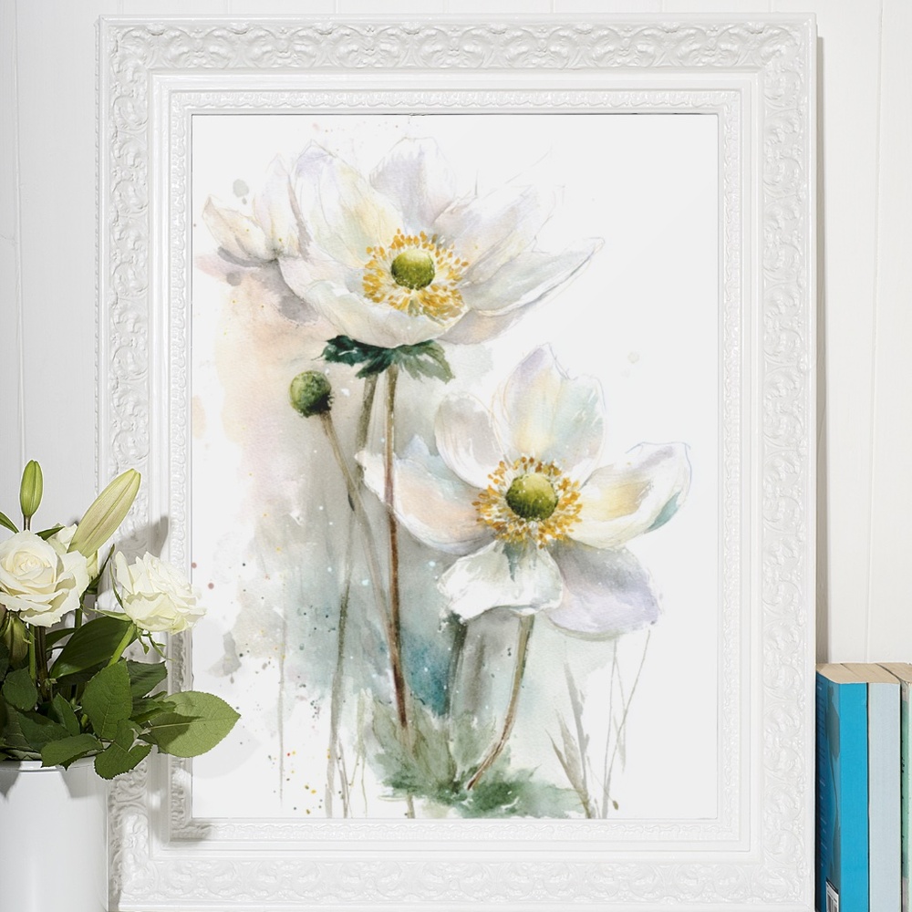 Watercolor Anemone Flowers Wall Art Illustration Print Poster Unframed - Picture 6 of 9